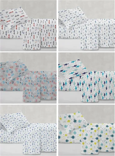 Miniatura 2 de Juego de sábanas tamaño individual para niños y niñas, sábanas para niños, linda sábana de cama, incluye sábana plana, ajustable y funda de Azul