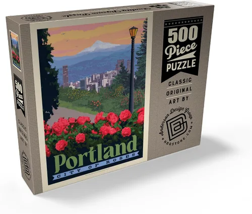 Miniatura 2 de MyPuzzle Portland, Oregon: City of Roses, póster vintage, rompecabezas prémium de 500 piezas para adultos