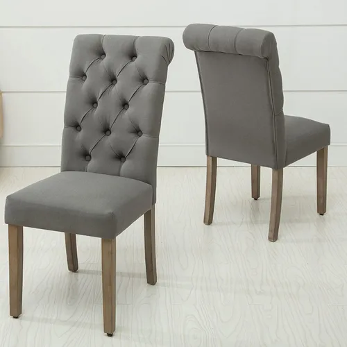 Miniatura 4 de AC Pacific Natalie - Sillas de comedor copetudas, contemporáneas tapizadas para el hogar, cocina, asiento Parson sin brazos con parte superior