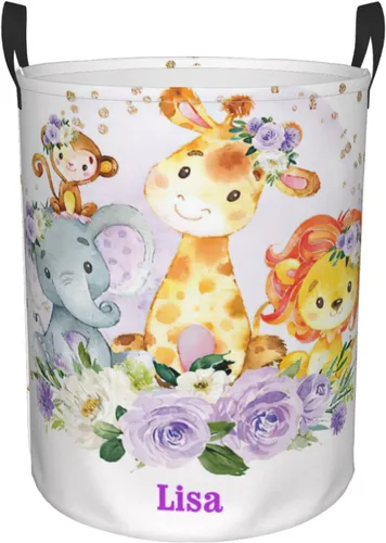 Miniatura 12 de Cesta de lavandería personalizada con nombre, plegable, impermeable, con asas, para ropa de dormitorio, juguetes Opción 4