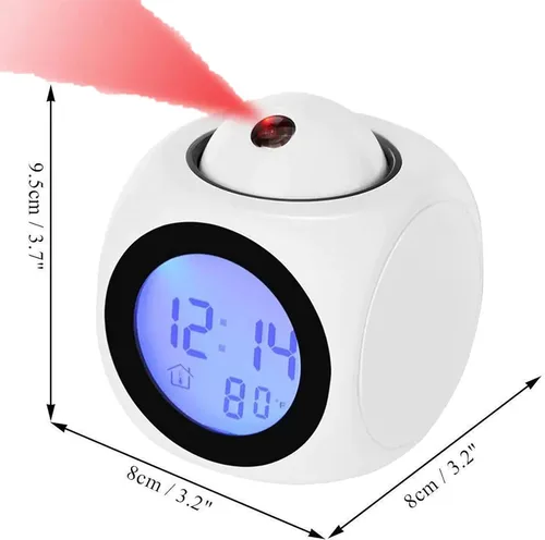 Miniatura 4 de Con luz LED de voz para dormitorio, reloj despertador de proyección para dormitorios, informe de voz digital, reloj despertador 12/24 HDigital
