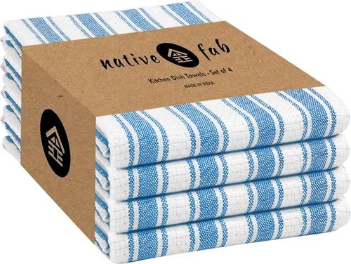Miniatura 36 de Native Fab Toallas de Cocina a Rayas - 100% Algodón - Paquete de 12 - 16"x26" - Paños de Té a Rayas con Tejido de Cesta, Paños de Cocina para Secar
