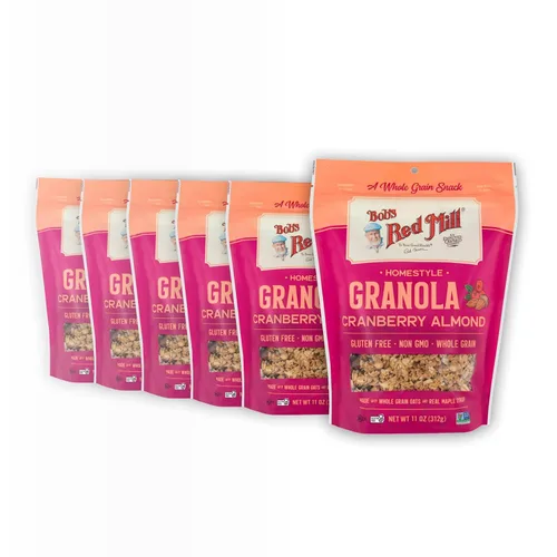 Bob's Red Mill Granola de almendras y arándanos, 11 onzas (paquete de 6) – Sin OMG, grano entero, Kosher