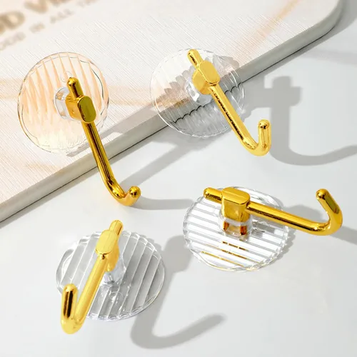 Miniatura 2 de Paquete de 6 ganchos para toallas de baño, ganchos de pared adhesivos transparentes, sin taladrar para baño y cocina
