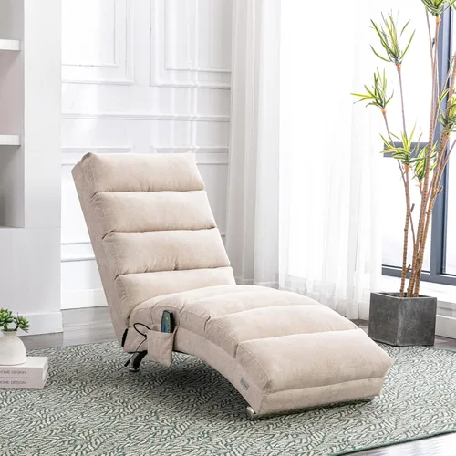 Miniatura 4 de Olela Tumbona de masaje de lino para interiores con control remoto, tumbona larga ergonómica para masaje eléctrico con 5 modos para oficina, sala