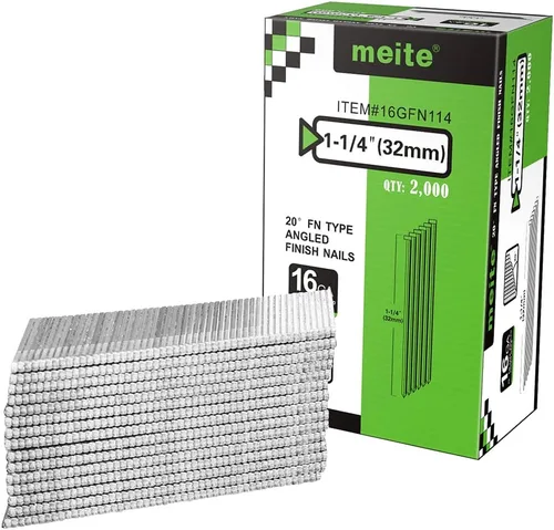 Miniatura 7 de meite Clavos de acabado angulados de calibre 16 de 20 grados de 1-1/4 pulgadas galvanizados a prueba de óxido para clavadora de acabado eléctrica