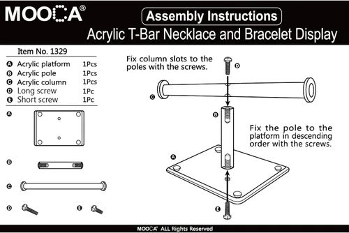 Miniatura 20 de MOOCA Organizador de joyas de acrílico transparente de lujo, soporte de pulsera de barra en T de 2 niveles, soporte de collar acrílico, soporte