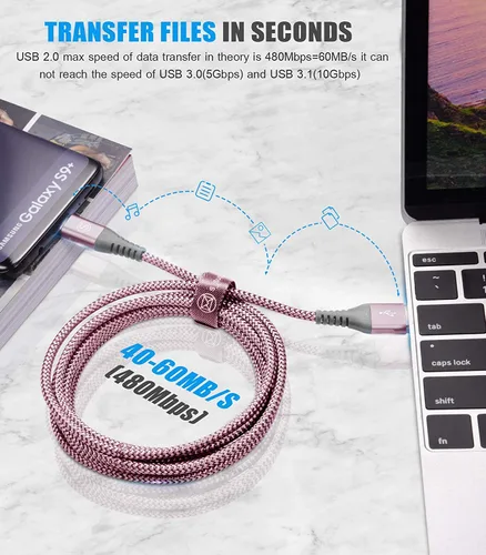 Miniatura 4 de sweguard Cable de carga USB tipo C [3 unidades, 10 pies + 6.6 pies + 3.3 pies] cargador iPhone 16 cable trenzado de nailon para iPhone 16 15 Pro Max