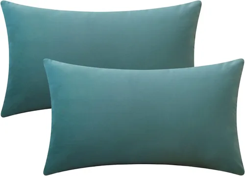 Miniatura 14 de Juego de 2 fundas de almohada de terciopelo para sofá y cama, 18 x 18 pulgadas, color malva