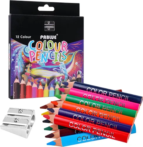 Lápices triangulares de colores jumbo, lápices de colores cortos preafilados con sacapuntas y borrador, regalo para dibujo y garabatos de estudiante