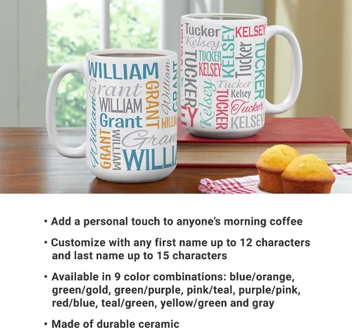 Miniatura 3 de Let's Make Memories Taza Personalizada con Tu Nombre y Firma - Taza de Café Personalizada de 15oz - Relleno para Calcetín - Para Navidad Gris