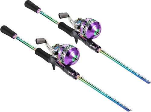 Miniatura 10 de Sougayilang Combo de Carrete y Caña de Pescar, Dos Piezas de Caña de Peso Ligero y Portátil de Colores con Carrete de Pesca Spincast para Agua Dulce