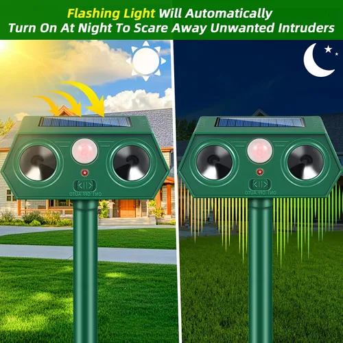 Miniatura 4 de Repelente solar ultrasónico de animales 2026, dispositivos repelentes de ciervos sónicos y repelente de gatos al aire libre, sensor de movimiento