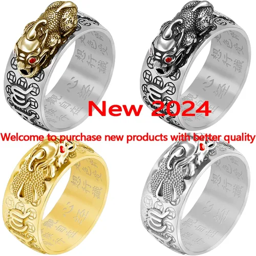 Miniatura 7 de Anillo ajustable de plata 990 Feng Shui PiXiu Mani Mantra Protección Wealth Ring