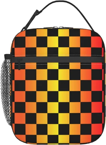Miniatura 13 de Bolsa de almuerzo a cuadros negra y arco iris, portátil, reutilizable, con cremallera, para picnic, trabajo, oficina, viajes, escuela