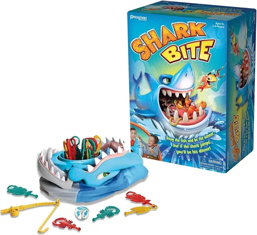 Juego de mordida de tiburón de Pressman Toys (2 – 4 jugadores)., individual, Multi Color