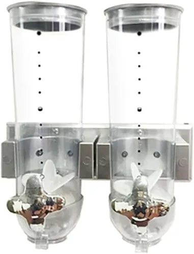 Miniatura 8 de Dispensador de cereales para montar en la pared, organizador de cereales, dispensador de granos de café con 2 cubos y 2 tazas, almacenamiento