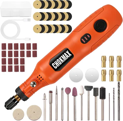Herramienta giratoria inalámbrica, kit de amoladora de luz frontal de 3 velocidades con 72 accesorios, herramienta de carga tipo C para limpieza,
