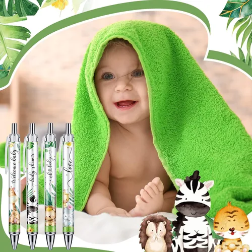 Miniatura 5 de Chuangdi 24 Piezas Bolígrafos de Punta de Bola con Temática de Animales para Baby Shower Favores a Granel Bolígrafo Retráctil de Tinta Negra