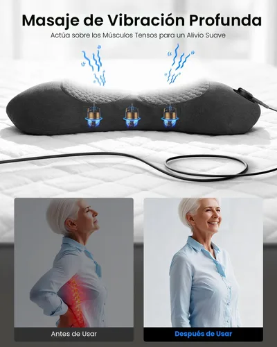 Miniatura 5 de Triple Fusion - Masajeador de espalda con estiramiento, vibración y calor, almohada lumbar eléctrica 3 en 1 para aliviar la tensión de la espalda