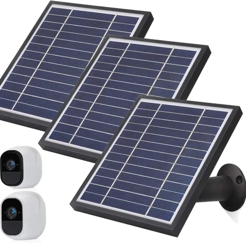 Miniatura 8 de iTODOS El panel solar funciona para cámaras Arlo Pro y Arlo Pro2, cable de alimentación de 11.8 pies y montaje ajustable (paquete de 3, plateado)