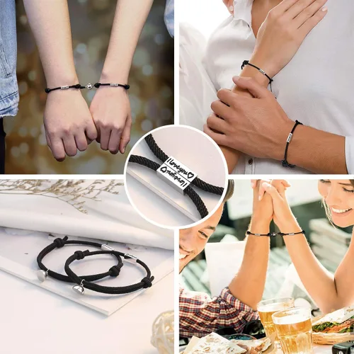 Miniatura 2 de Sincere Pulsera magnética para parejas con texto en inglés "I Love You", ideal para cumpleaños, para mujeres, hombres, novios, novios, novios