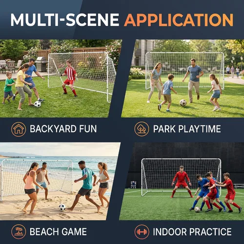 Miniatura 7 de JungleA Juego de porterías de fútbol portátiles para patio trasero para niños y adultos, juego de portería de fútbol grande de 12 x 6 pies