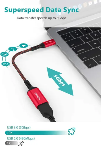 Miniatura 2 de NIMASO Adaptador USB C a USB 3.1, paquete de 2 unidades, cable OTG tipo C macho a USB hembra adaptador OTG compatible con iPhone 15/15 Pro/15 Rojo