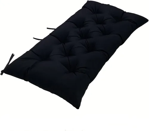 Cojín de banco para exteriores, color negro, antideslizante, para muebles de exterior, almohadillas gruesas para sillas de patio de 40 pulgadas para