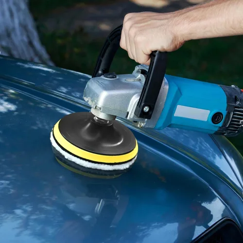 Miniatura 7 de Kshineni Juego de 7 discos de 3 pulgadas (80 mm) de lana para pulido y lustre de coche con adaptador de taladro M10