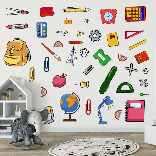 Miniatura 6 de ALIBBON Calcomanías de regreso a clases para niños, calcomanías de cosas escolares, calcomanías de pared extraíbles para niños, suministros