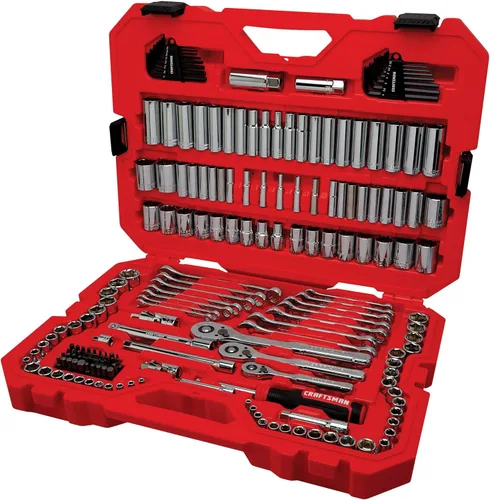 CRAFTSMAN Juego de herramientas, juego de herramientas mecánicas de 189 piezas, juego de llaves de vaso de 1/4, 3/8 y 1/2 pulgadas con trinquete más
