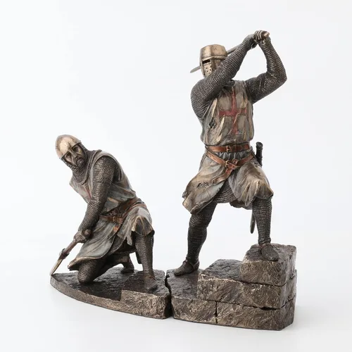 Miniatura 2 de Veronese Design Battling Templar Knights - Estatua de resina fundida en frío con acabado en bronce