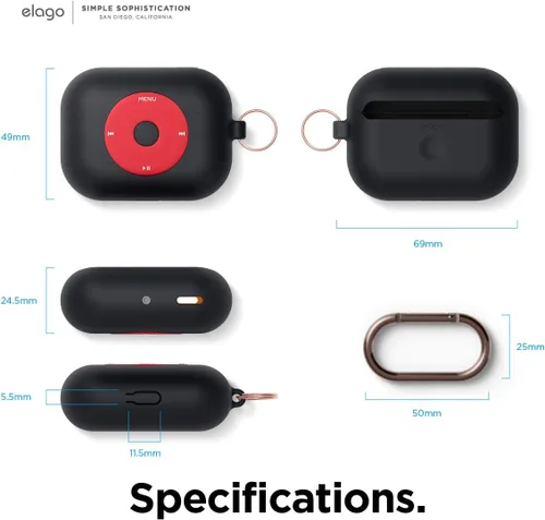Miniatura 7 de elago AW6 - Funda compatible con AirPods Pro, diseño de reproductor de música clásica retro con llavero, silicona duradera, diseño clásico