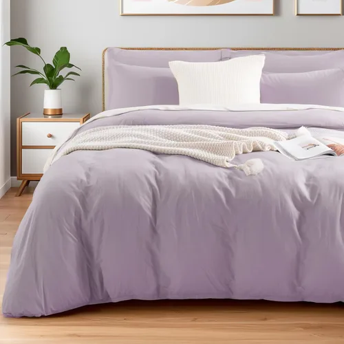 Miniatura 30 de NEXHOME PRO Funda de edredón de algodón para niños, tamaño twin, aspecto de lino, blanco, orgánico, natural, 100% algodón lavado, juego de ropa