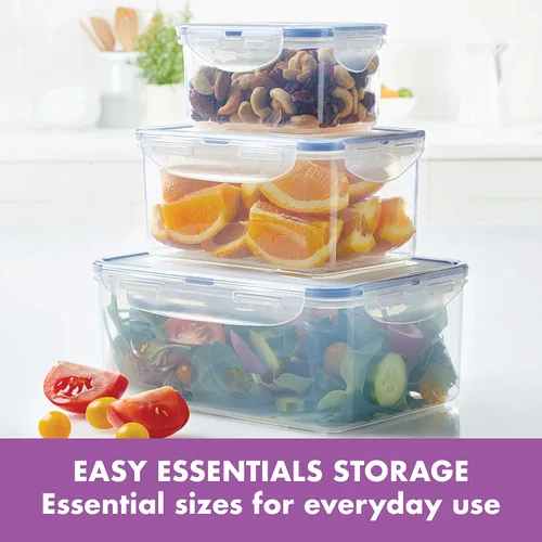 Miniatura 2 de LocknLock Easy Essentials - Tapas de almacenamiento de alimentos, recipientes herméticos, apilables, sin BPA, 6 piezas, transparente