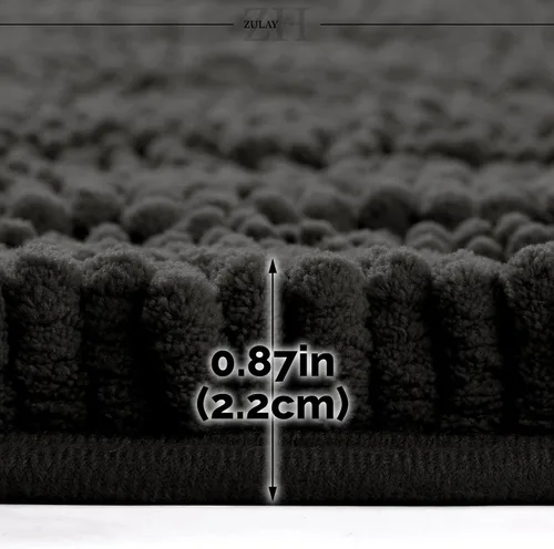 Miniatura 3 de Zulay Home Alfombra de baño suave y peluda, color negro, 17 x 24 pulgadas, ultra absorbente, antideslizante