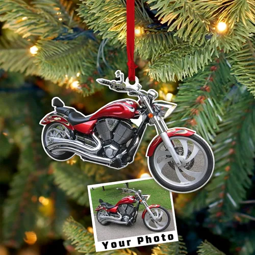 adorno de Navidad con foto personalizada para los amantes de las motocicletas American Victory por Kool-Kool, decoración de árbol de Navidad para