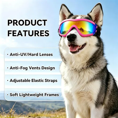 Miniatura 3 de Gafas de sol transparentes para perros NAMSAN y gafas de sol negras para perros de raza mediana a grande, 2 piezas, protección ocular para perros al