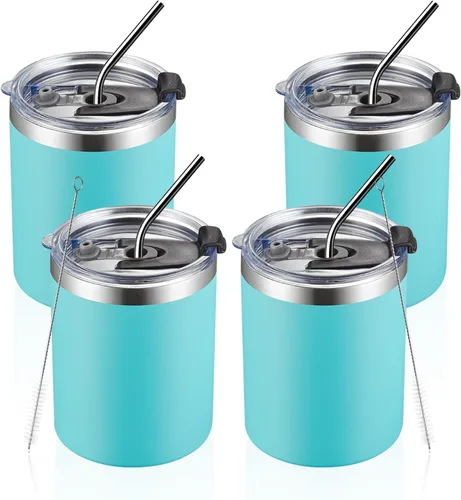 Miniatura 29 de MEWAY Paquete de 8 tazas reutilizables aisladas de acero inoxidable de 12 onzas, taza de café duradera de doble pared, capa en polvo, para café