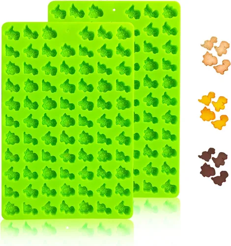 Miniatura 17 de 2 piezas de moldes de silicona de animales, 104 cavidades con forma de rana, lagarto, caracoles, moldes de silicona mini para hornear galletas