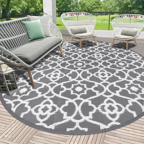 Miniatura 37 de HEBE Alfombra de Exterior Impermeable 6x9, Alfombra de Paja de Plástico Alfombra de Camping, Alfombras de Patio Exterior Reversibles Tapete para RV