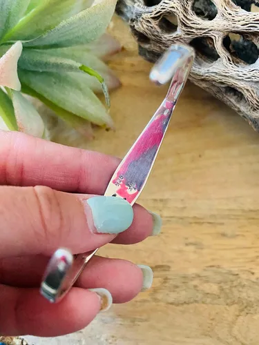 Miniatura 5 de Navajo - Pulsera de plata de ley y luna azul natural con incrustaciones de turquesa, Metal, turquesa
