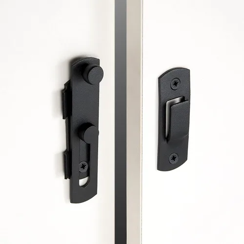 Miniatura 4 de INIRET 6 paquetes de pestillos para puerta de granero, 3.93" x 2.75", acero inoxidable negro mate, pestillo abatible para puerta de granero/portón