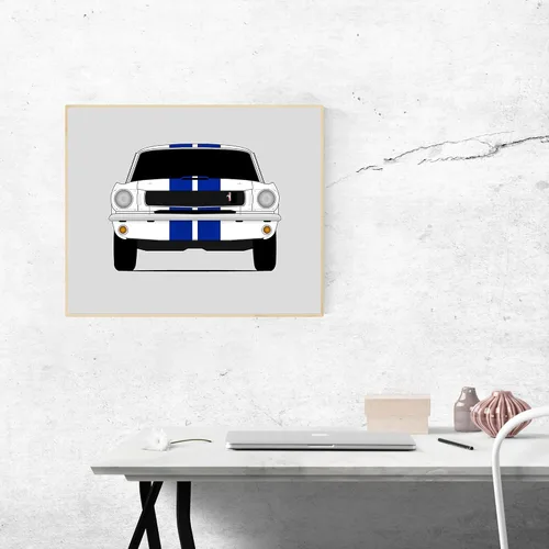 Miniatura 9 de Custom Car Posters Póster hecho a mano compatible con Shelby GT350 Mustang (1965-1966), arte de pared impreso, impresión satinada de 24 x 36