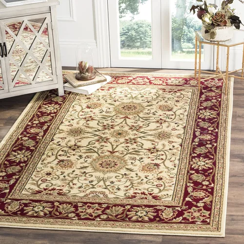 Miniatura 61 de SAFAVIEH Lyndhurst Collection - Alfombra de área de 9 x 12 pies, color marfil y rojo, diseño oriental tradicional, no desprende pelusa y de fácil