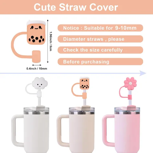 Miniatura 3 de Juego de 14 accesorios de copa Stanley que incluye 9 tapones de silicona a prueba de derrames, 3 tapas de paja de 0.394 in, 2 fundas de silicona