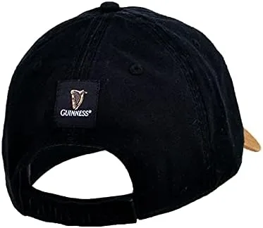 Miniatura 2 de Guinness Gorra de béisbol negra y caramelo con parche de cuero