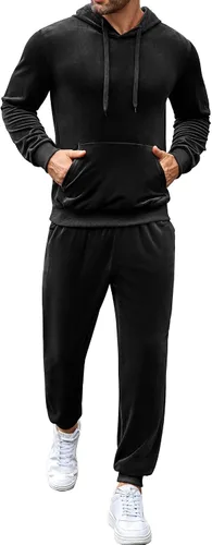 COOFANDY Conjunto deportivo de 2 piezas para hombre, sudadera de manga larga con capucha, traje deportivo para deportes, casual, fitness, trotar
