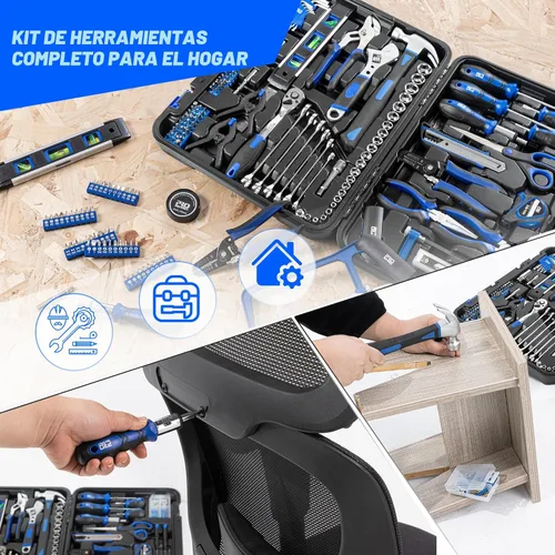 Miniatura 4 de Prostormer Kit de herramientas de 259 piezas, juego de herramientas manuales para el hogar general con caja de herramientas de almacenamiento de Azul